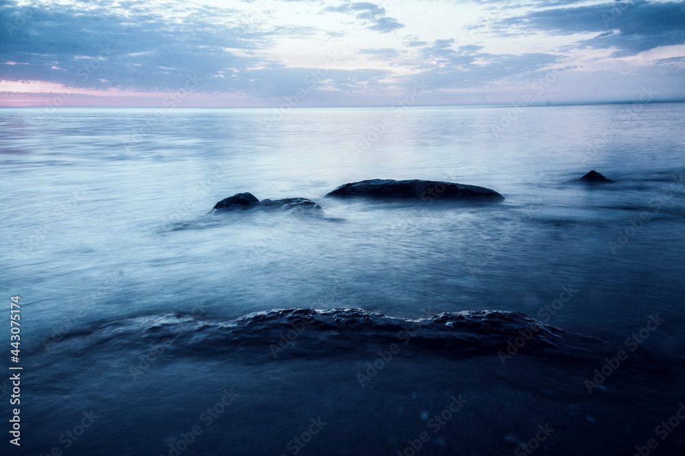 Fototapeta premium Long exposure shot of evening sea. Batumi. Georgia