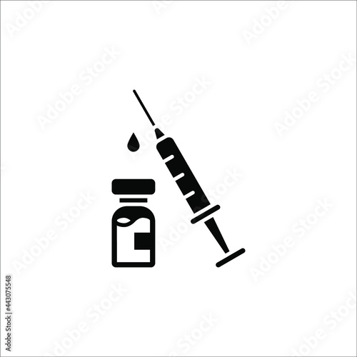vector medical icon for pandemic vaccine ampoule and syringe. Image of covid-19 vaccine and syringe. vector illustration of antiviral vaccine.