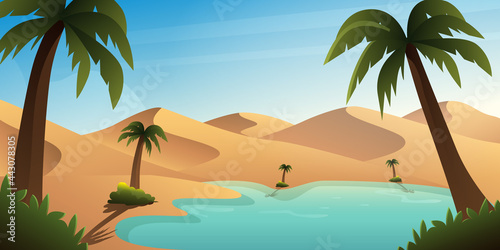 Oasis Background Illustration Middle Desert