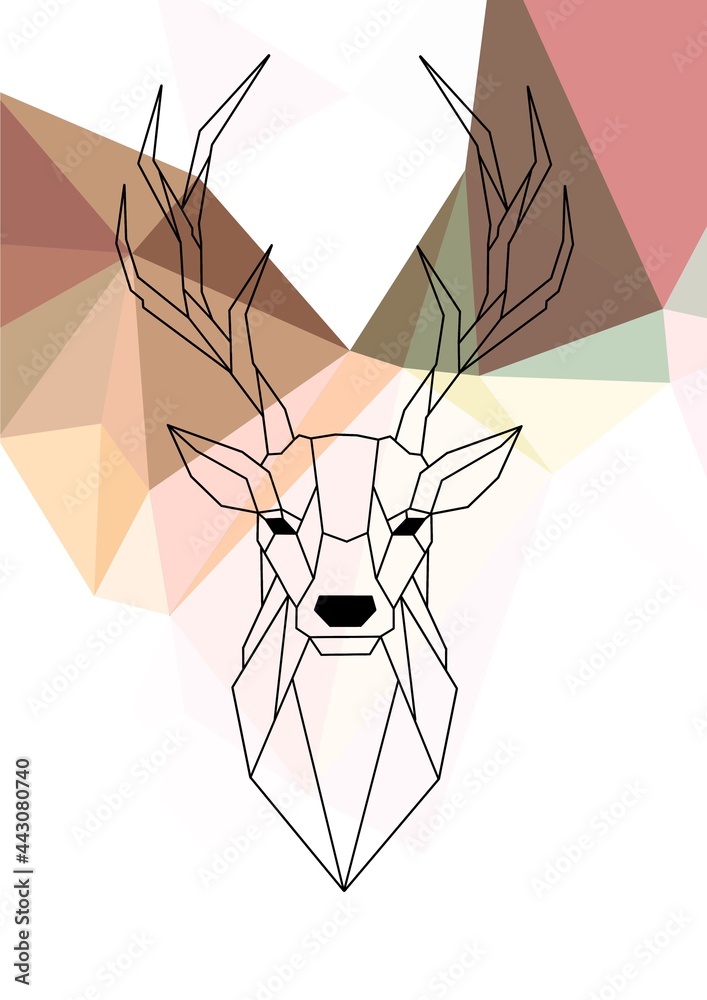 Obraz DEER HEAD LOW POLY BACKGROUND ANIMALS WILD NATURE