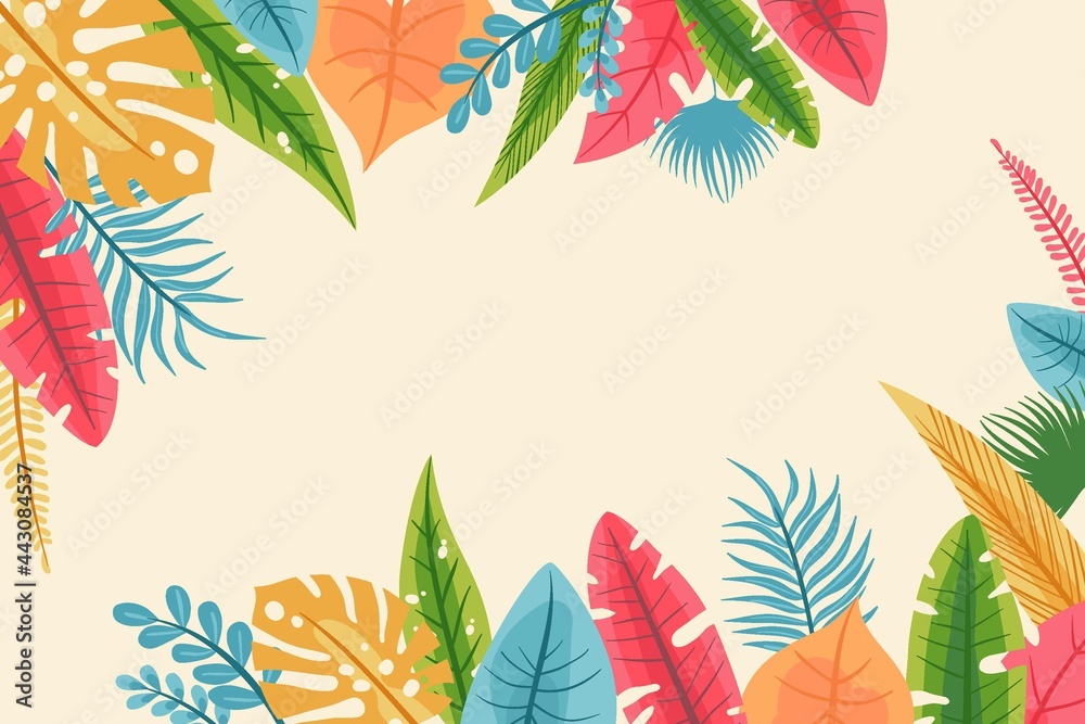 Hand Drawn Tropical Leaves Background_6