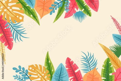 Hand Drawn Tropical Leaves Background_6