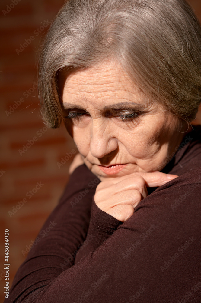 Portrait of sad senior woman at home Portrait of sad senior woman at home