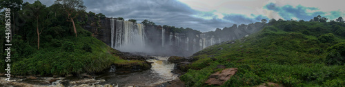 Aerial view of the majestic Kalandula Falls based in Angola. The falls are located in a green jungle