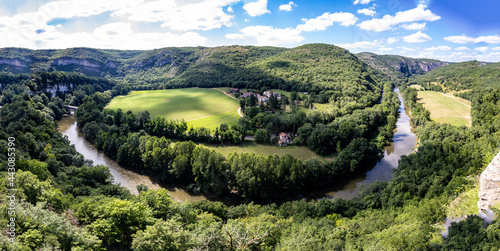 Wallpaper Mural Méandre de l'Aveyron panorama, panoramic view of a meander of the Aveyron River, Occitanie, wooded and green hills Torontodigital.ca