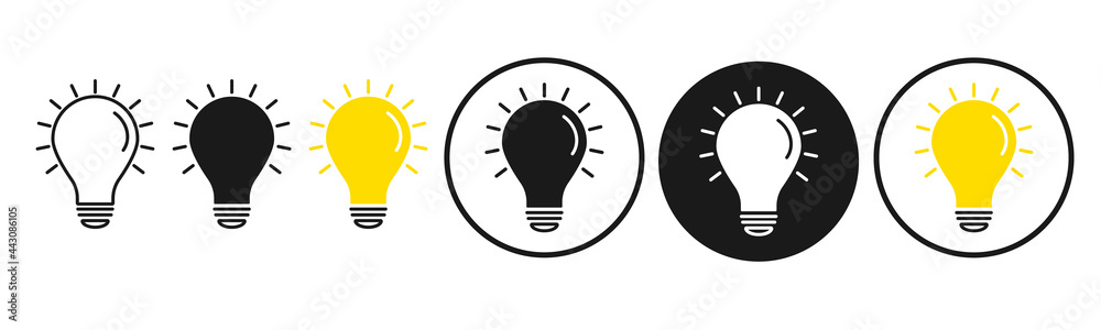 Light lamp simple line icon. Idea symbol.Light bulb icon set in flat design.Outline and filled vector icon. Light lamp simple line icon. Idea symbol.Light bulb icon set in flat design.Outline and filled vector icon.