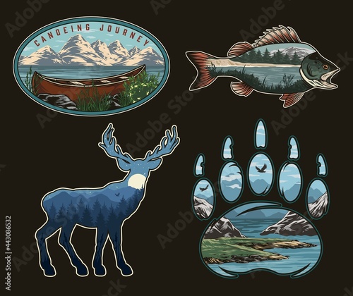 National park colorful vintage logos