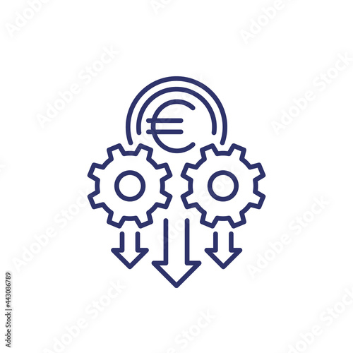 cash flow, money management line icon with euro