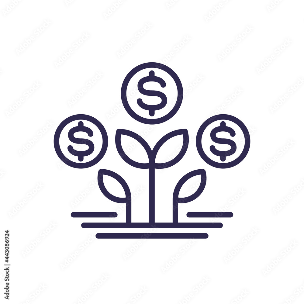 Passive income, growing money line icon Passive income, growing money line icon