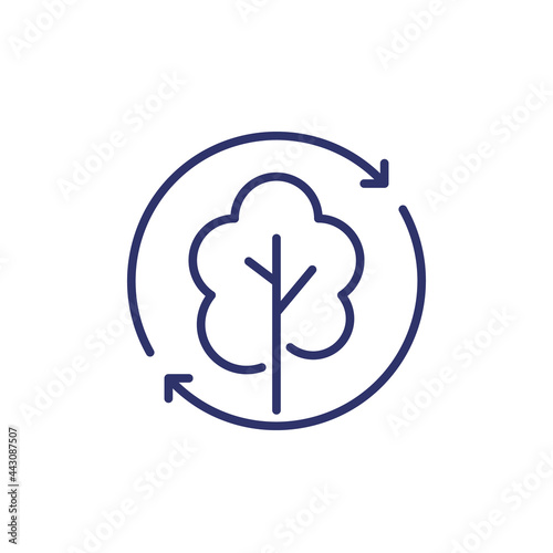 reforestation line icon with a tree