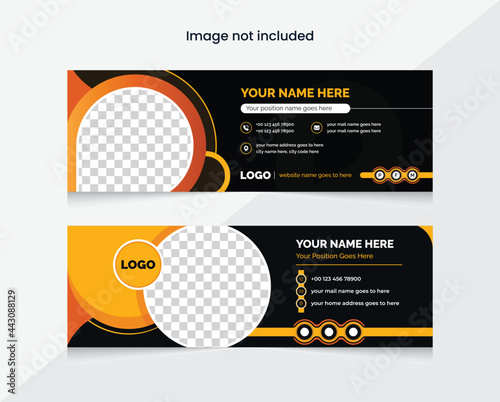 corporate colorful abstract email signature footer banner design template for business and personal use photo