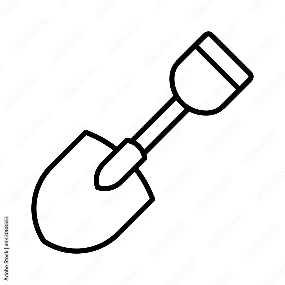 Linear simple shovel icon vector illustration construction, gardening, agricultural, farming works Linear simple shovel icon vector illustration construction, gardening, agricultural, farming works