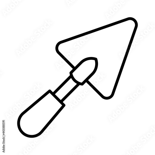 Linear monochrome trowel icon vector illustration outline logo mason equipment for cement applying
