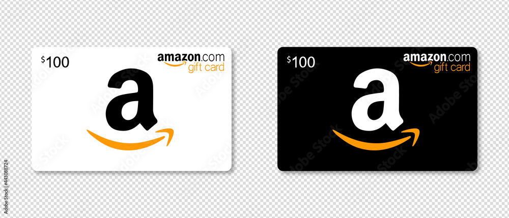 Realistic Amazon Gift Cards In White And Black Gift Cards On An Transparent Background With A Realistic Shadow For Your Design Stock Vector Eps 10 Stock Vector Adobe Stock