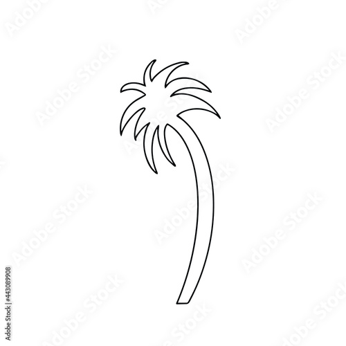 Doodle vector hand drawn palm tree icon. Sea resort, beach landscape, summer items, tropic paradise vacation, nature design element. Isolated eps 10 for typography and digital use.