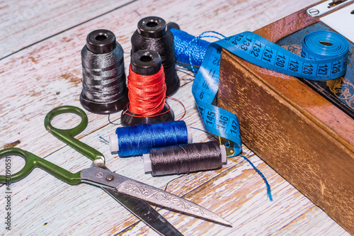Sewing accessories sewing machine and colored threads