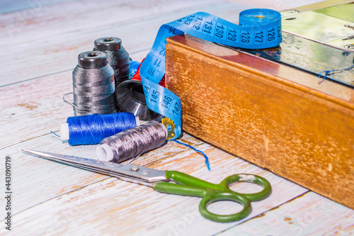 Sewing accessories sewing machine and colored threads