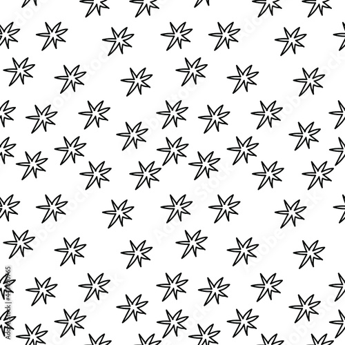 Christmas vector seamless pattern with stars.Holiday print on white isolated background in doodle hand drawn style.Design for wrapping paper textiles packaging social media web.