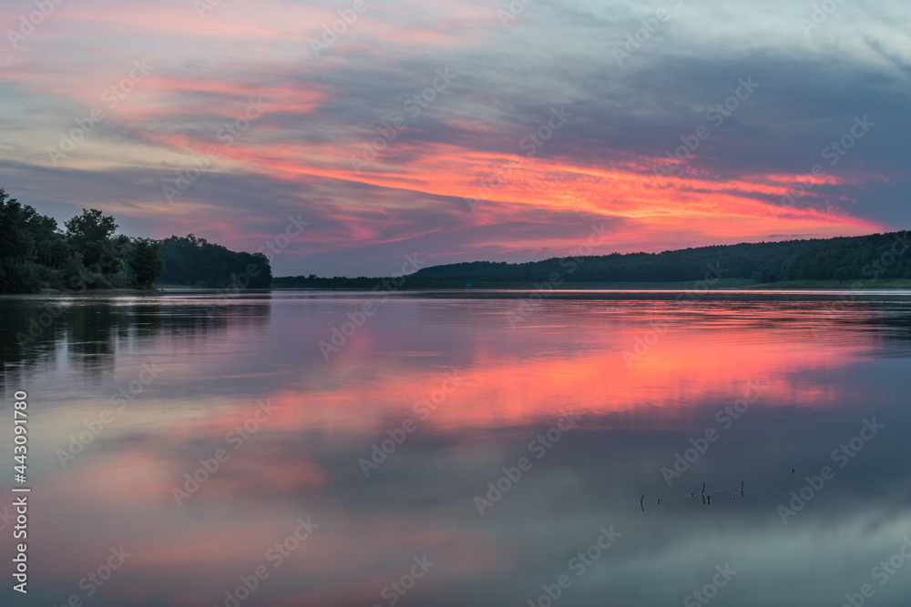 Sunrise over the lake Lapovac