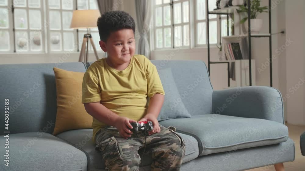 Child Gamer Sitting On A Couch, Playing And Winning Games On A Console, He Plays With A Wireless Controller
Child Gamer Sitting On A Couch, Playing And Winning Games On A Console, He Plays With A Wireless Controller