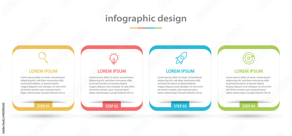 Business info graphics template. time line with 4 steps, options. can be used for work flow diagram, info chart, web design