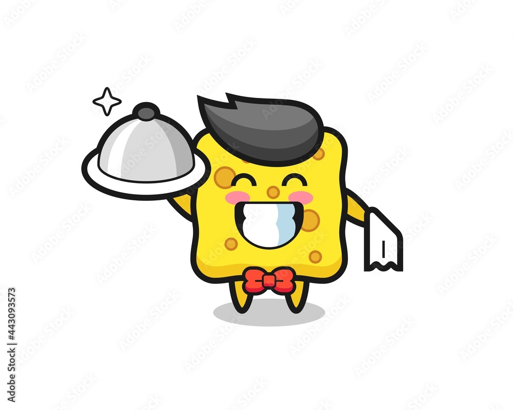 Character mascot of sponge as a waiters Character mascot of sponge as a waiters