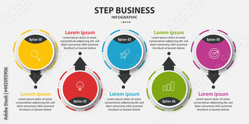 5 line business info graphic template with steps Premium Vector