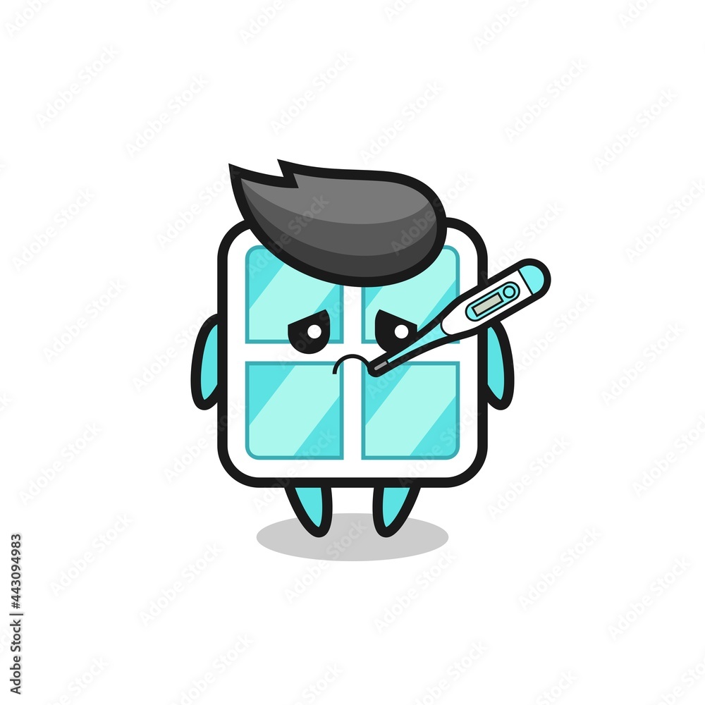 window mascot character with fever condition window mascot character with fever condition