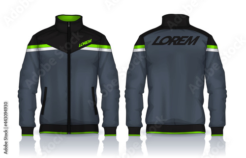 Jacket Design. Sportswear. Track front and back view