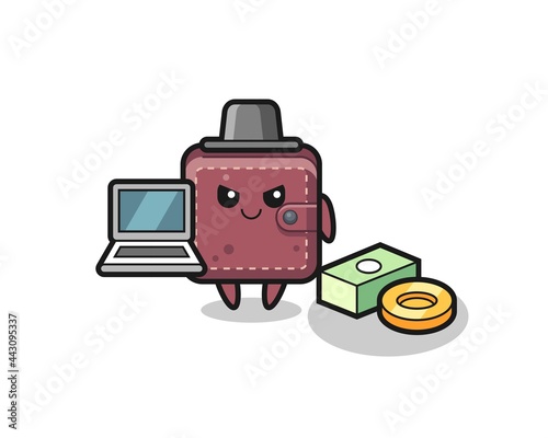 Mascot Illustration of leather wallet as a hacker