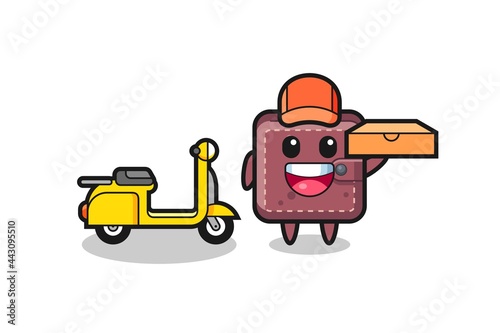 Character Illustration of leather wallet as a pizza deliveryman