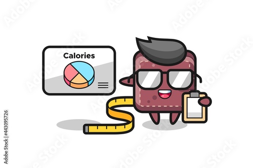 Illustration of leather wallet mascot as a dietitian