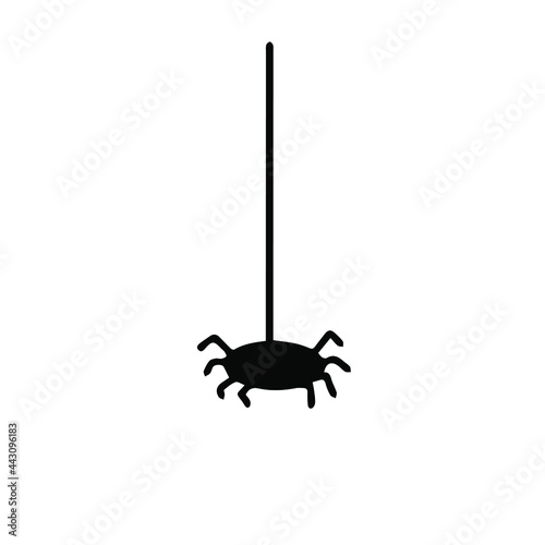 Doodle vector hand drawn spider on cobweb. Halloween doodle, scary spider, all saints day, arachnid, creepy, trick or treat. Design element isolated for typography and digital use.