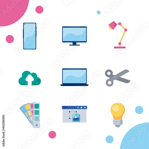 nine web design icons