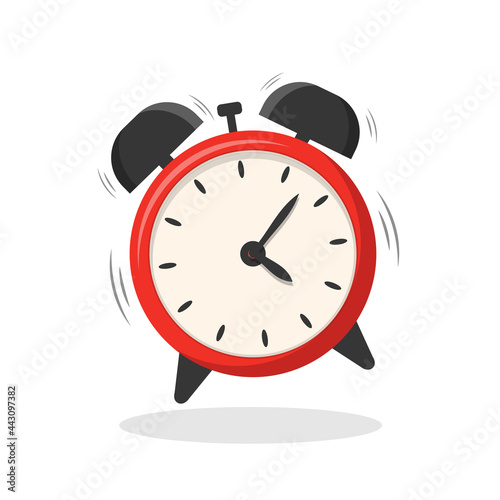 Red alarm clock isolated on white background. Alarm clock is ringing. Vector stock