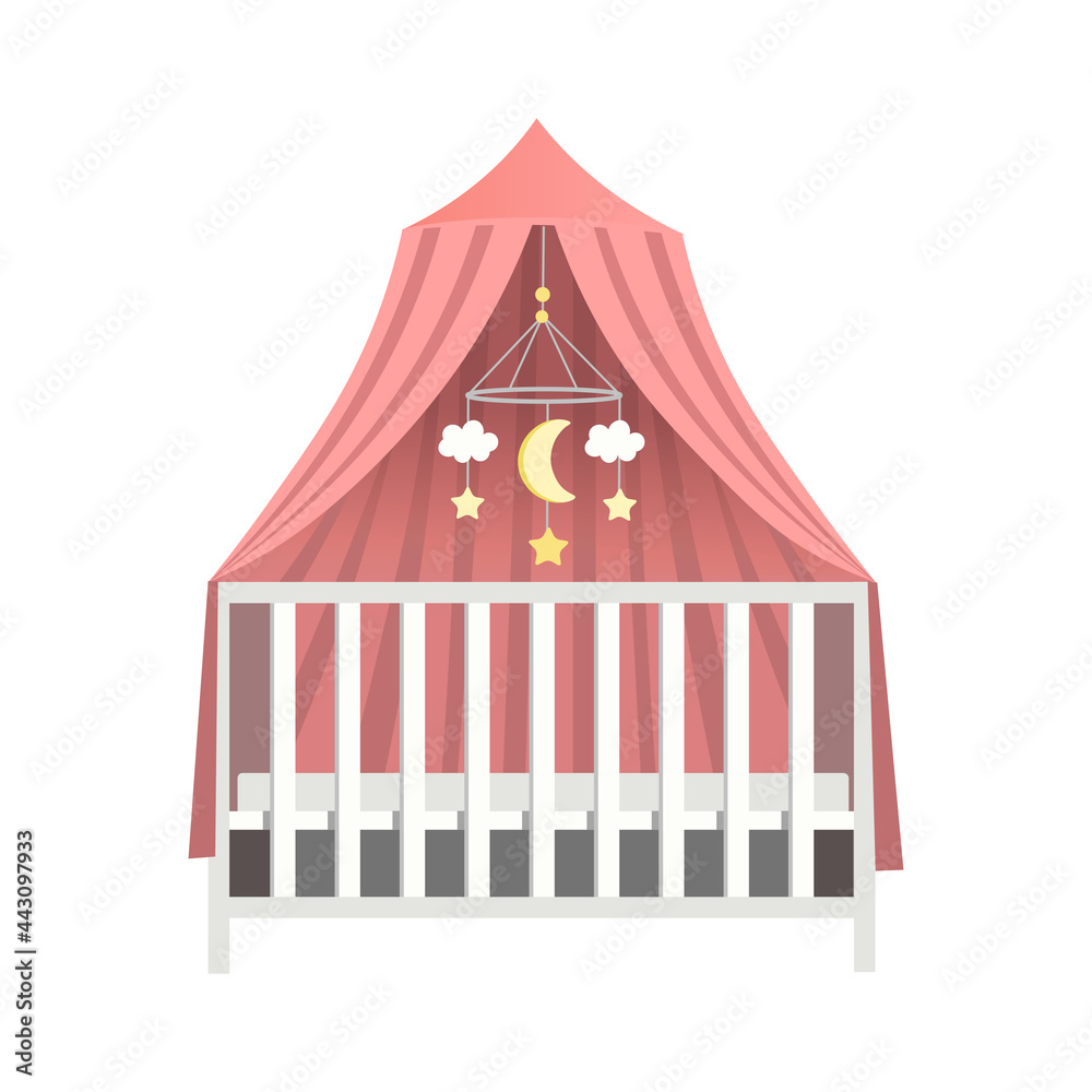 Canopy crib.Baby cot, baby bed with canopy.Vector illustration. Canopy crib.Baby cot, baby bed with canopy.Vector illustration.