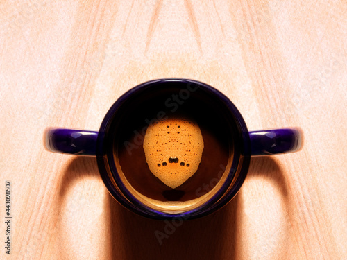 A cup of black coffee for two lovers.