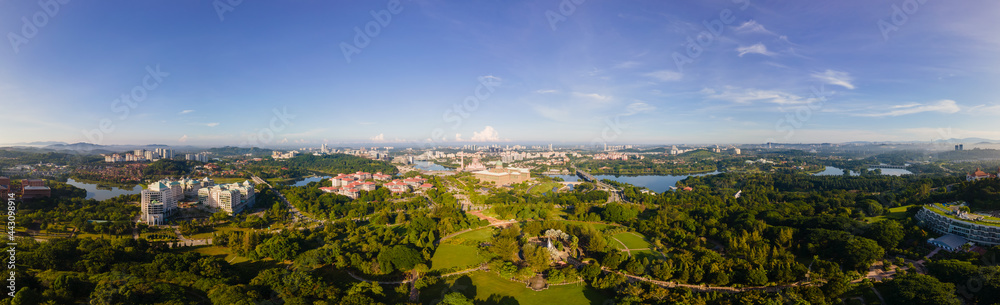 180 degree Aerial Panorama view of Prime Minister Office on Putrajaya City
