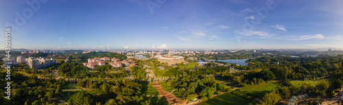 180 degree Aerial Panorama view of Prime Minister Office on Putrajaya City