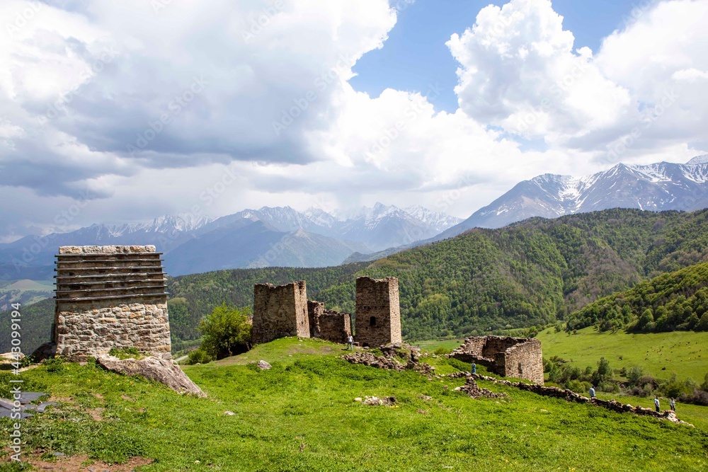 Ruins of the tower city-settlement of Keli. Dzheyrakh region. The Republic of Ingushetia. Russia