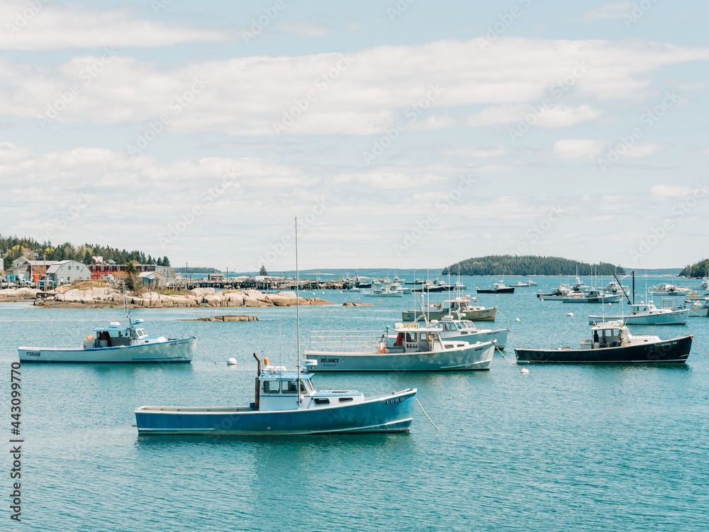 Boats in the harbor of the fishing village of Stonington, on Deer Isle in Maine