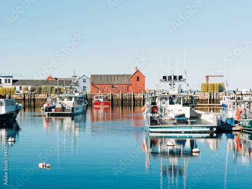 Canvas Print Boats in the water and Motif Number 1, Rockport, Massachusetts