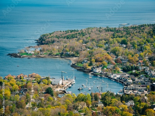 View of Camden Harbor from Mt. Battie, in Camden Hills State Park, Maine