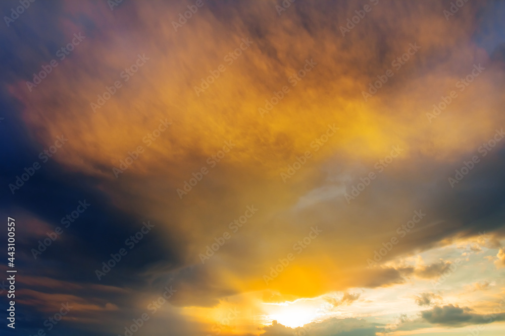 dramatic cloudy sky at the sunset