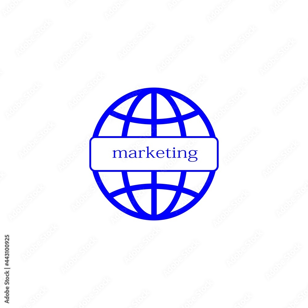 blue globe marketing icon vector symbol blue globe marketing icon vector symbol