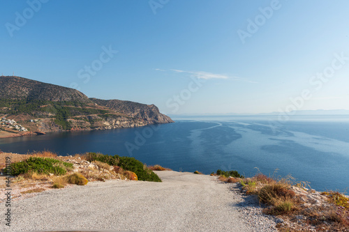 Panorama with sea view on Daskalio gulf in Keratea in Greece photo