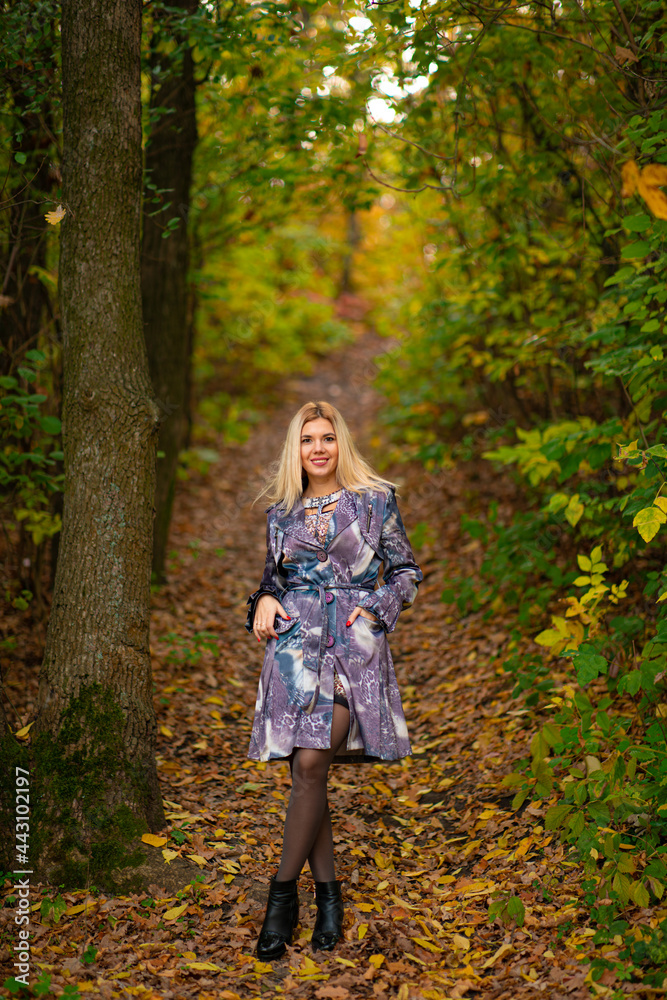 beautiful girl in autumn beautiful foliage in the forest in the tunnel beautiful girl in autumn beautiful foliage in the forest in the tunnel