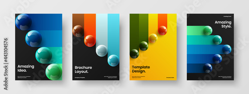 Minimalistic realistic orbs corporate identity illustration bundle. Modern magazine cover design vector concept collection.