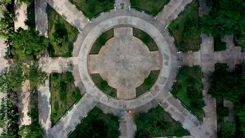 Aerial 4k shot of a geometric square in Mexico