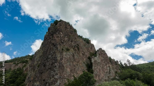 Moving clouds over the Rheingrafenstein mountain, Bad Muenster am Stein, Germany
